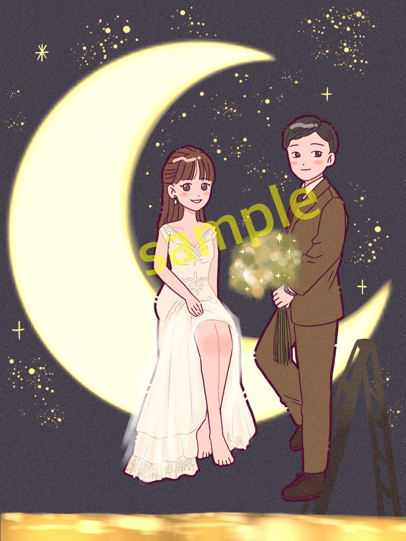 思い出の瞬間をイラストにします ファミリーイラスト、ウェディングイラストを作成します。 イメージ1