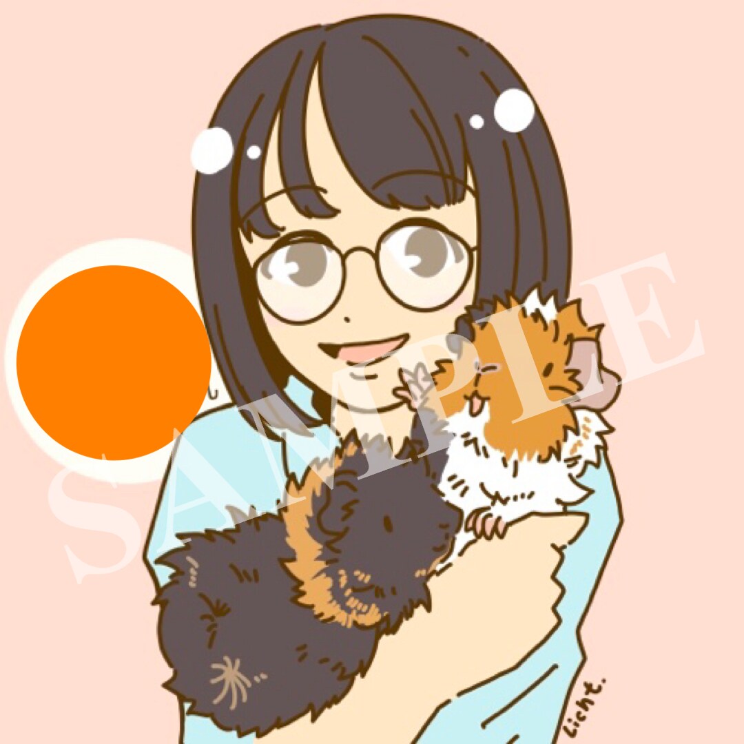 ペットと一緒の似顔絵描きます ゆるかわ風の似顔絵とペットと一緒のアイコン描きます イメージ4