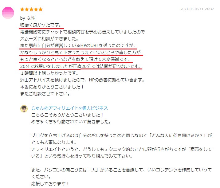 ブログアフィリエイトの通話で個別コンサルをします あなたのアフィリエイトの悩みをズバッと解決してください！ イメージ5
