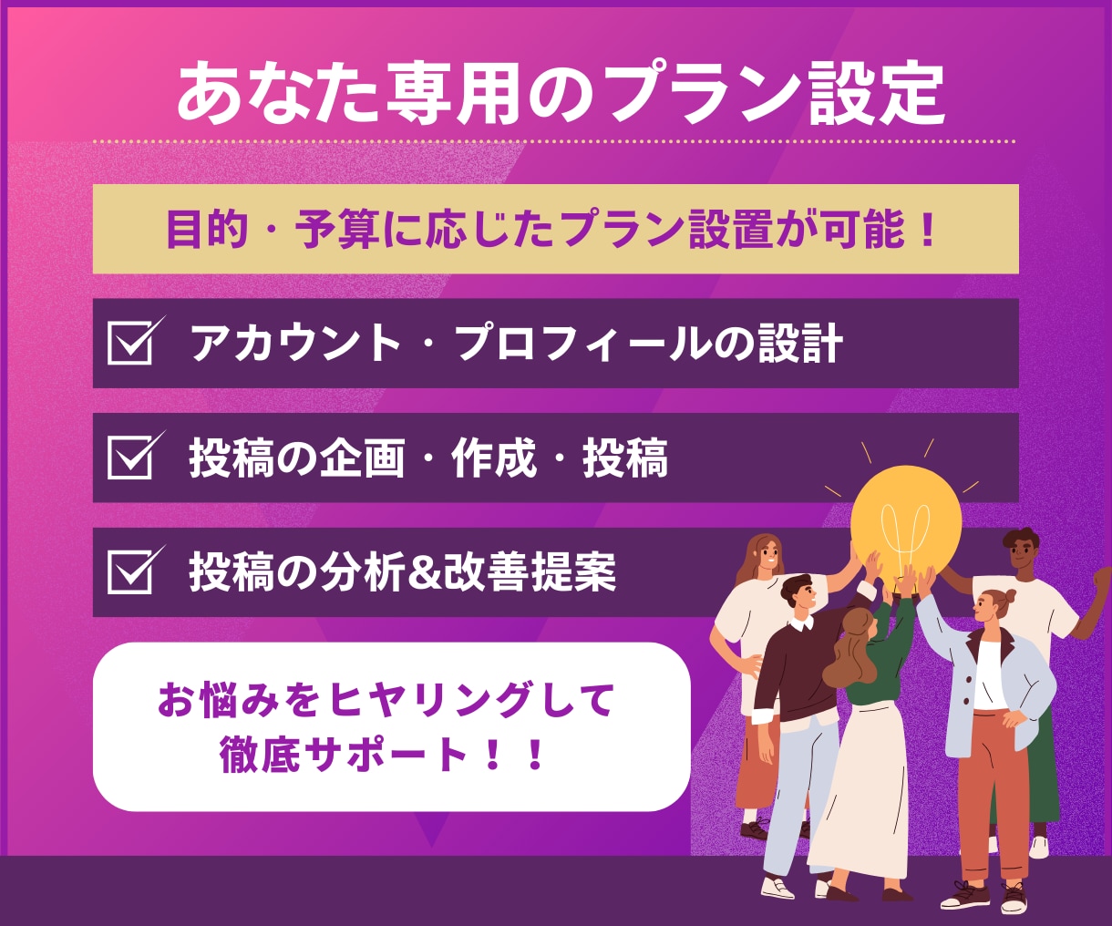 Instagram運用代行！全てお任せいただけます 企画・制作・投稿・分析までお悩みに合わせて徹底サポート イメージ3