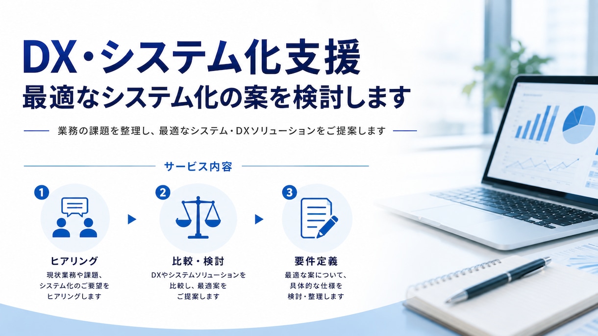 最適なDX・システムの案を検討・提案します システムありきではなく、業務課題を解決する案を検討 イメージ1