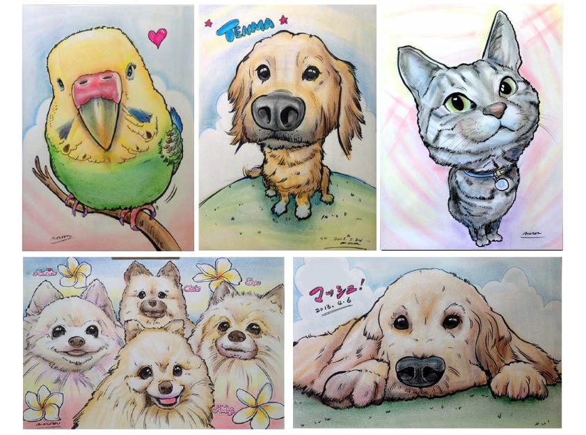 ペットの可愛い楽しい似顔絵お届けします 【１名～3名描き】★納期3日★人物との組み合わせもOKです！ イメージ2