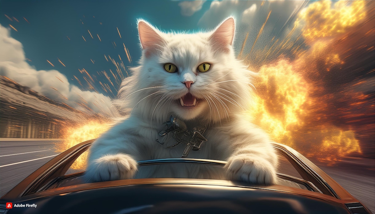 画像を売ります 暴走ねこがハイウェイを車でぶっ飛ばす画像。 イメージ4