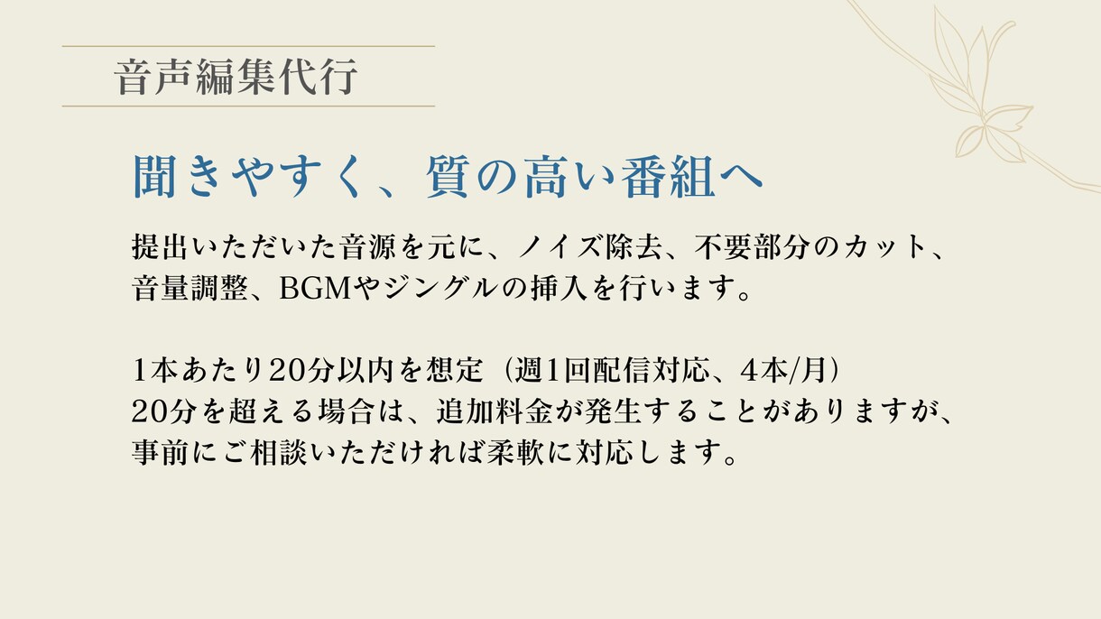 ポッドキャスト▼運営のすべてをプロにお任せできます 音声編集・配信投稿・SNS代行・レポート分析 =丸投げOK! イメージ4
