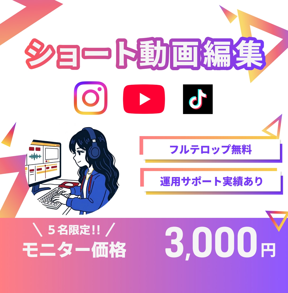 Instagram等のSNSショート動画編集します 5月までのモニター価格！5000円→【5名様限定】3000円 イメージ1