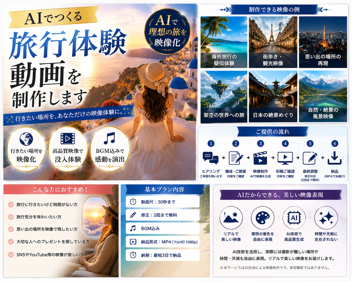 AIで旅行体験動画を制作します 行きたい場所をリアルな映像体験に イメージ2