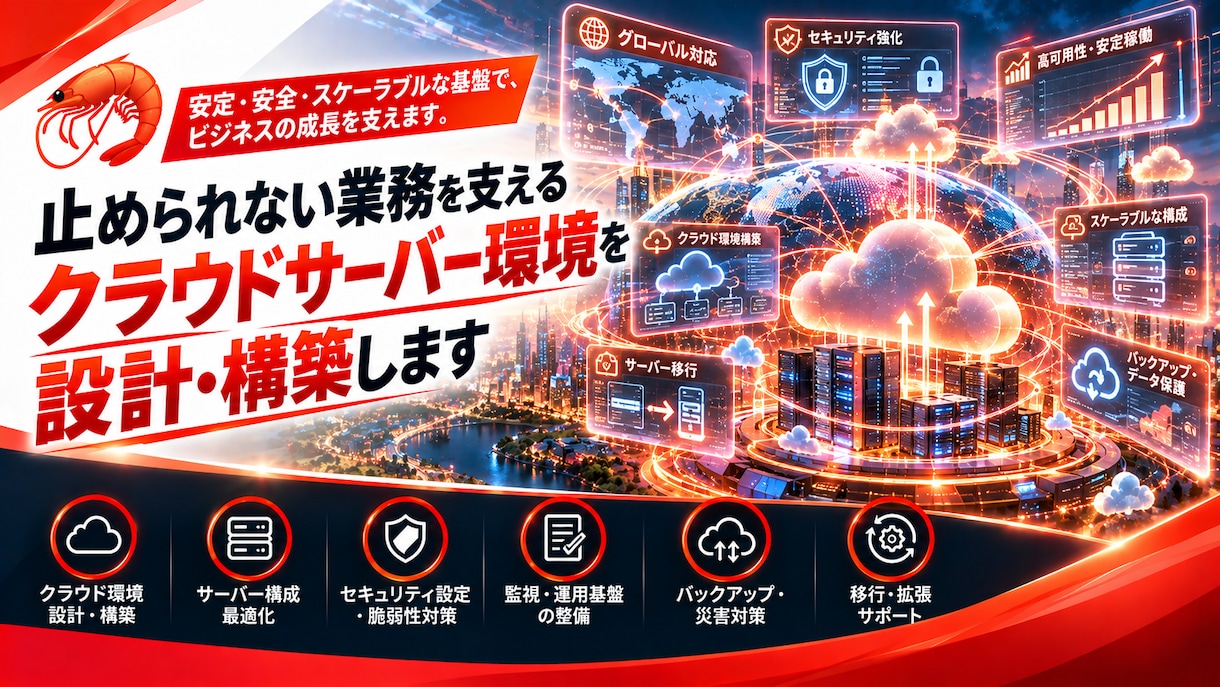 業務を支えるクラウド環境を設計・構築します 運用・保守を見据え、監視とバックアップまで丁寧に設計 イメージ1
