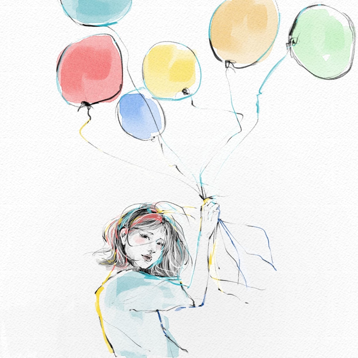 ゆるい雰囲気の女の子を描きます カラー、モノクロ、写真を元にした似顔絵等もOK イメージ6
