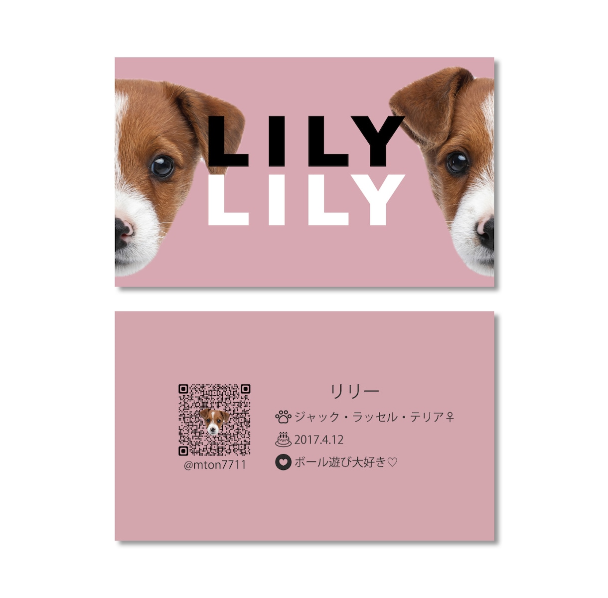 ご家族の可愛いお写真を名刺にします My fam card（マイファムカード）❶／うちの子名刺 イメージ1