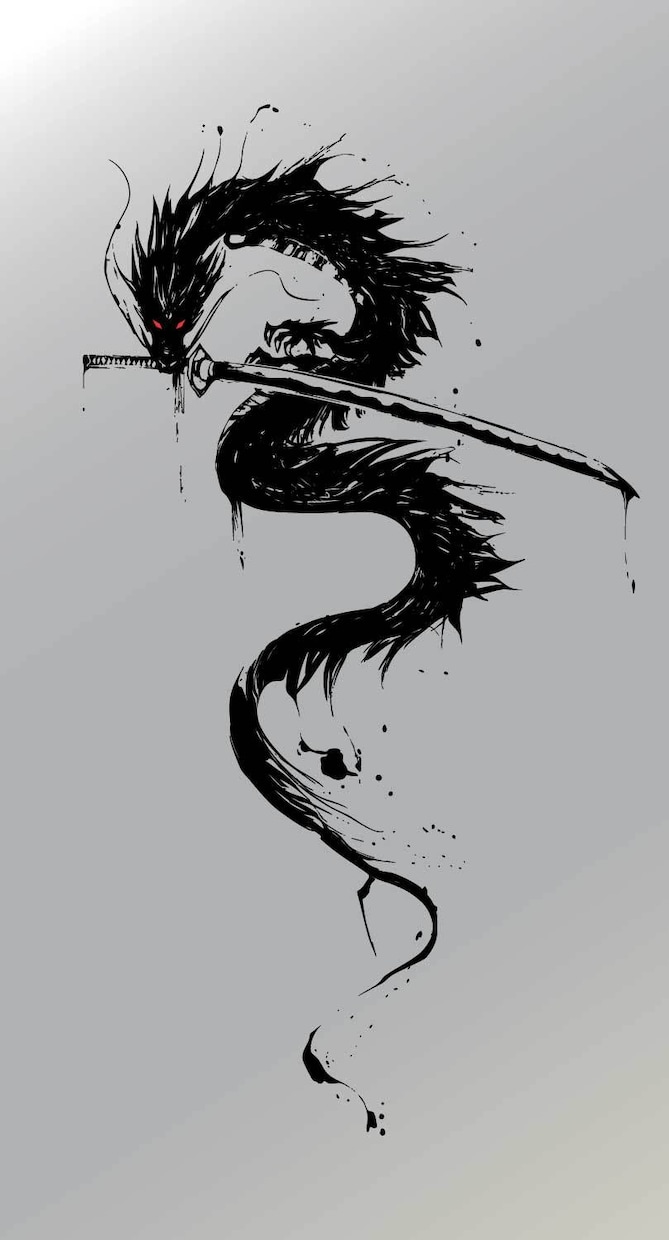 墨で描くおしゃれで和風なイラストロゴを制作します かすれ・飛沫表現で躍動感のある和風ロゴ商品ラベル・アイコン イメージ3