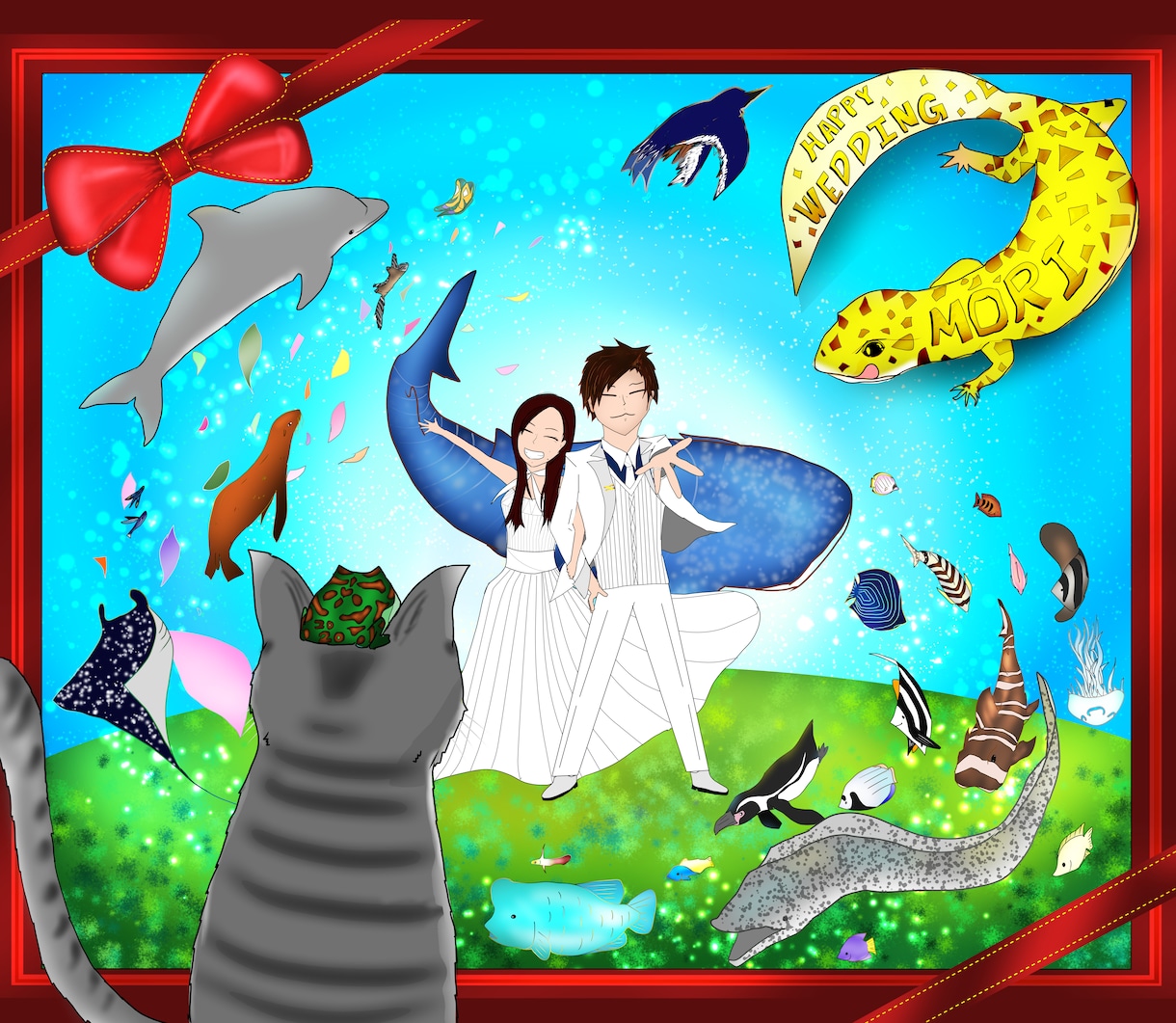 海の生き物だらけの特別な1枚を描きます ☆世界に１つだけの絵で気持ちを伝えませんか？☆ イメージ3