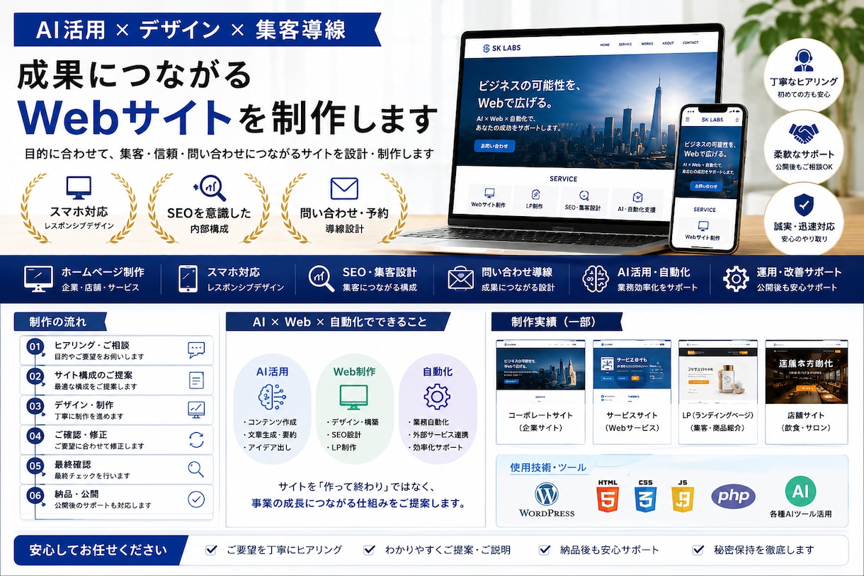 AIを活用したWebサイトを制作しますます 集客導線まで考えたサイトを丁寧に制作 イメージ2