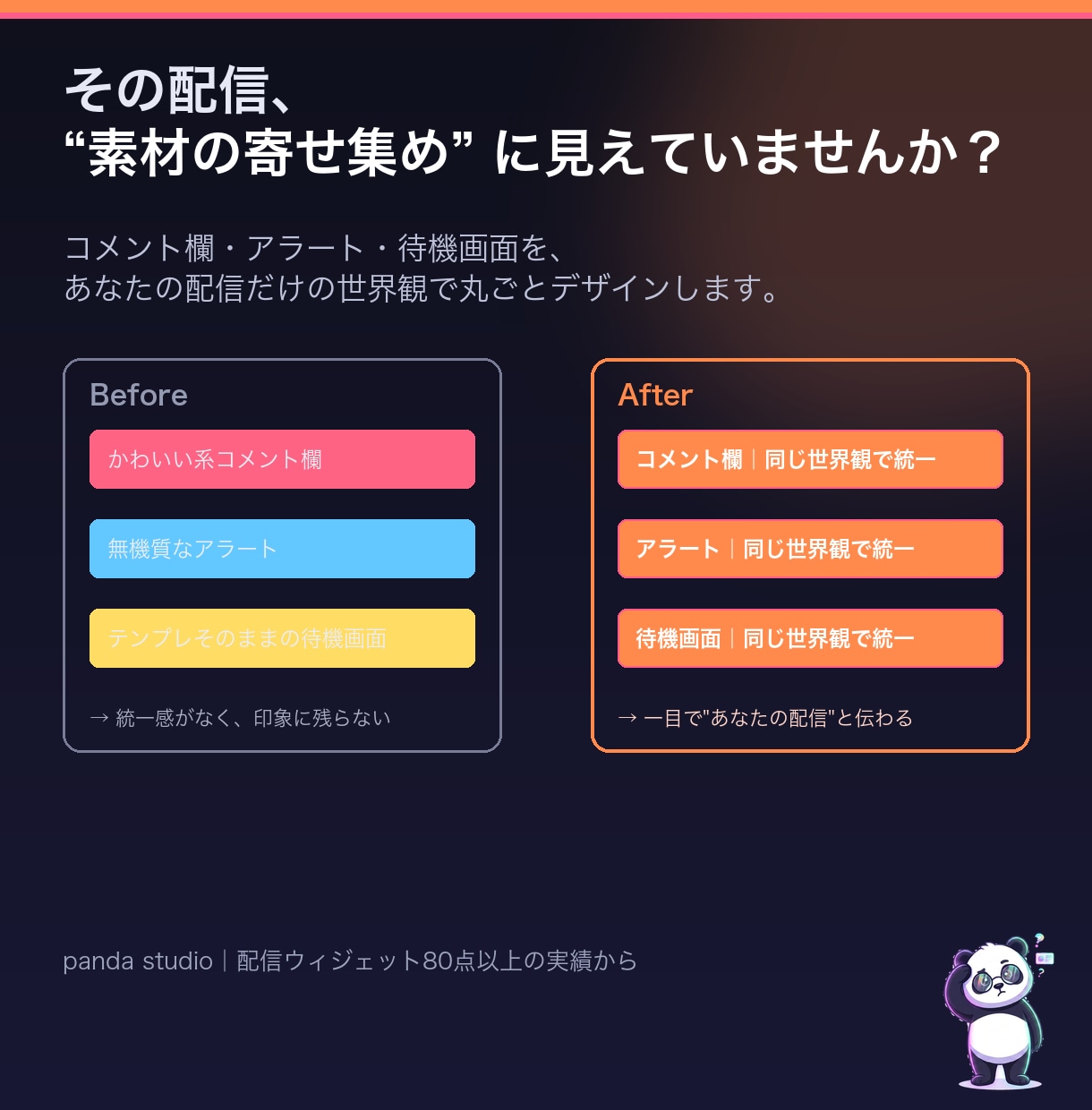 配信の世界観をまるごとデザインします コメント欄・アラート・待機画面を統一デザイン イメージ1