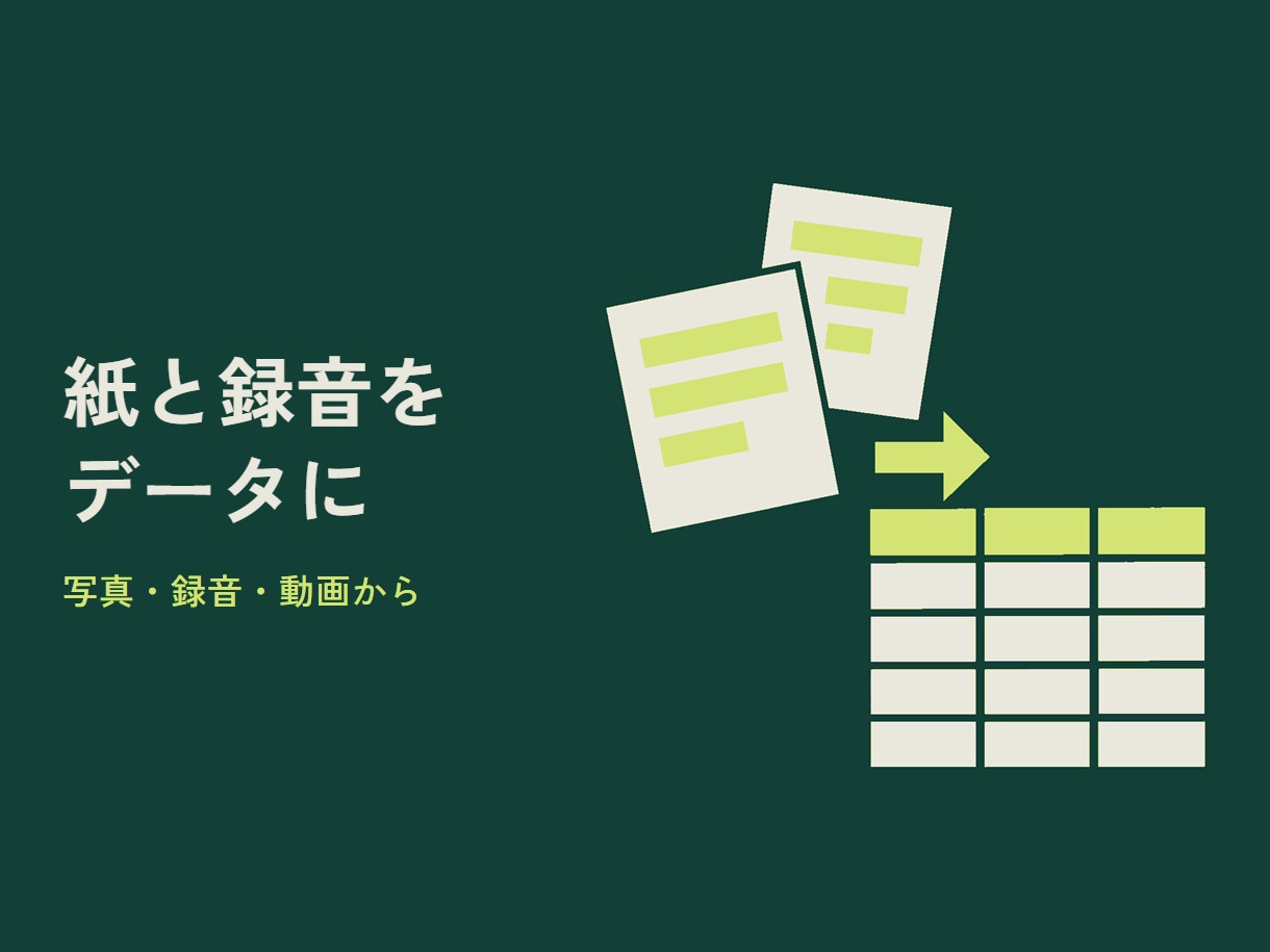 紙の資料や録音をデータに起こします 撮影した紙・会議の録音・作業の動画を、使える形に イメージ1