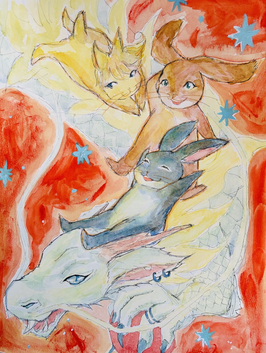 うさぎさんの水彩画を描きます 幸せうさぎ隊がうーちゃんのイラストを描いてお届け！ イメージ6