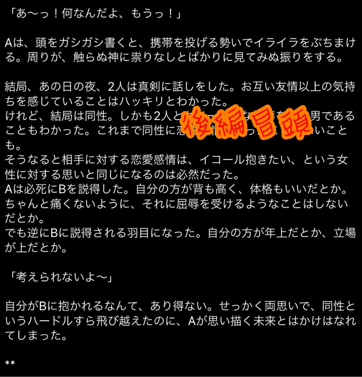 半オーダーメイドBL小説を提供します 【タイトル：どっちが上！？】既にプロットのあるBL小説。 イメージ3