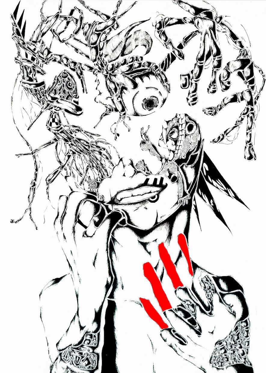 一度見たら忘れられない挿絵も使えるペン画を描きます ペン画で魅せる、ダークテイストなモノクロイラスト イメージ2