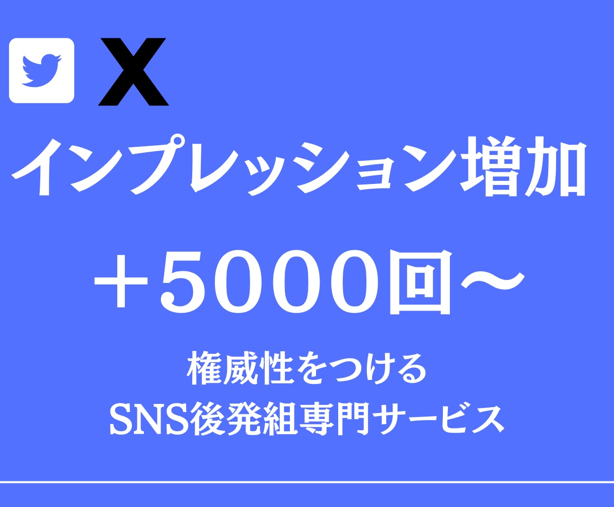 X(ツイッター)のインプレッション増加させます インプレッション5000～増加！いいね、ブクマもサービス！ イメージ1