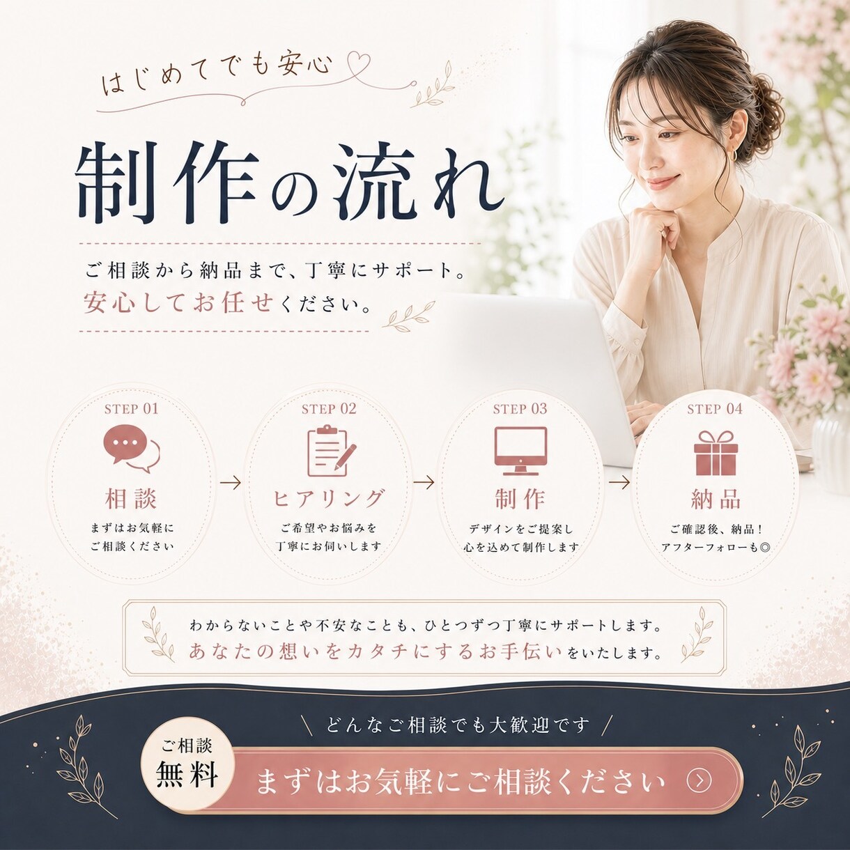 サロン向けHP制作｜公式LINEも対応いたします 先着1名さま限定！モニター価格20,000円でお受けします。 イメージ3