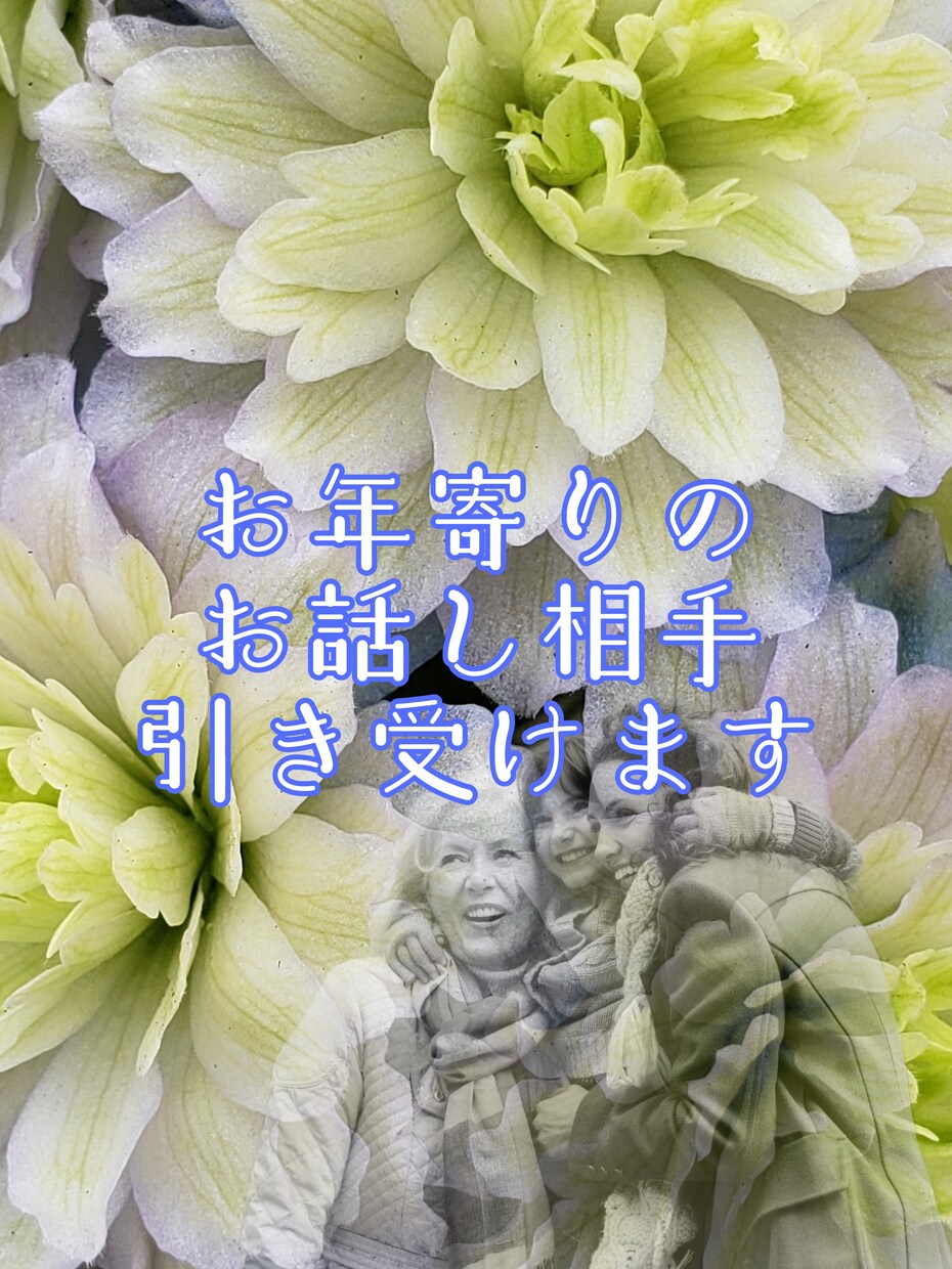 御同居、お一人暮らしのお年寄りのお話し相手します ご家族がお身内のお年寄りのお話相手をするのに困っている方 イメージ1