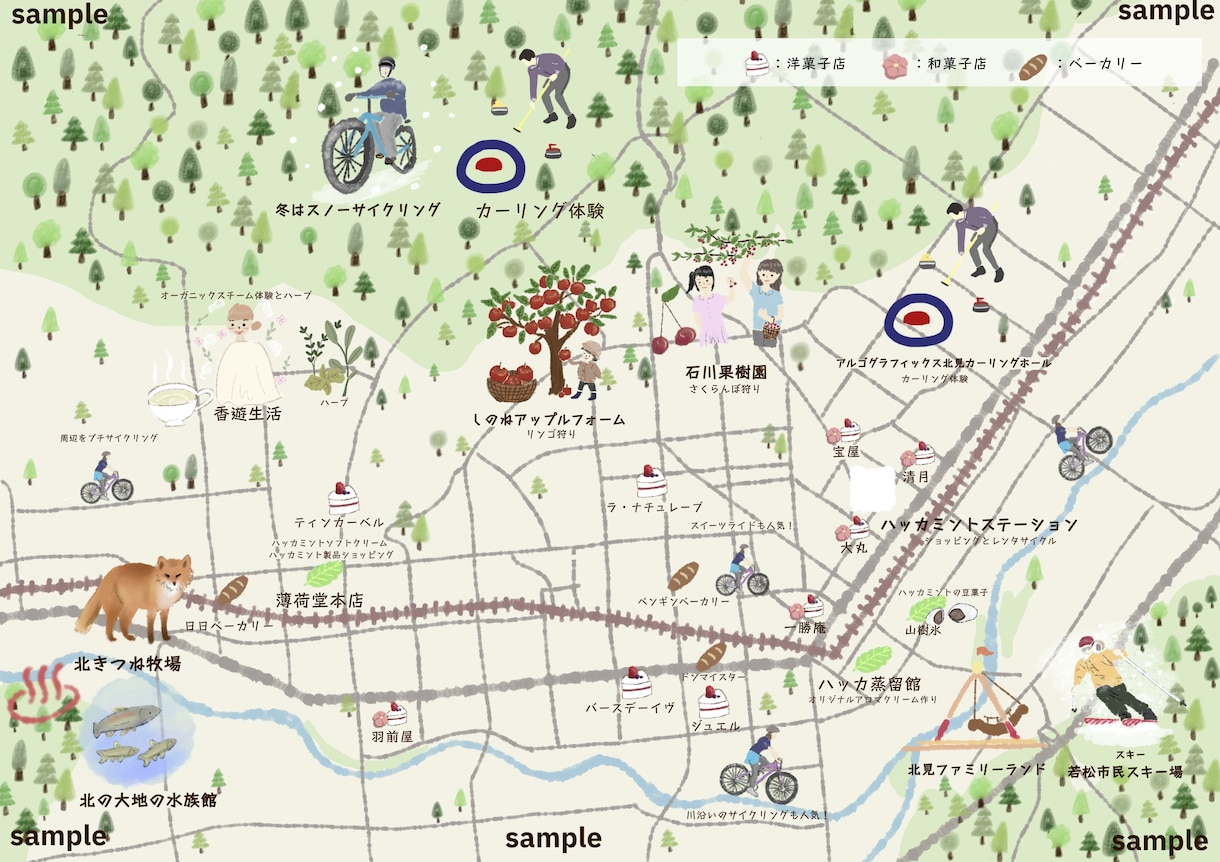 可愛い手描きイラストMAPを作成致します 集客につながる賑わいのある可愛い手描きMAPはいかがですか？ イメージ3