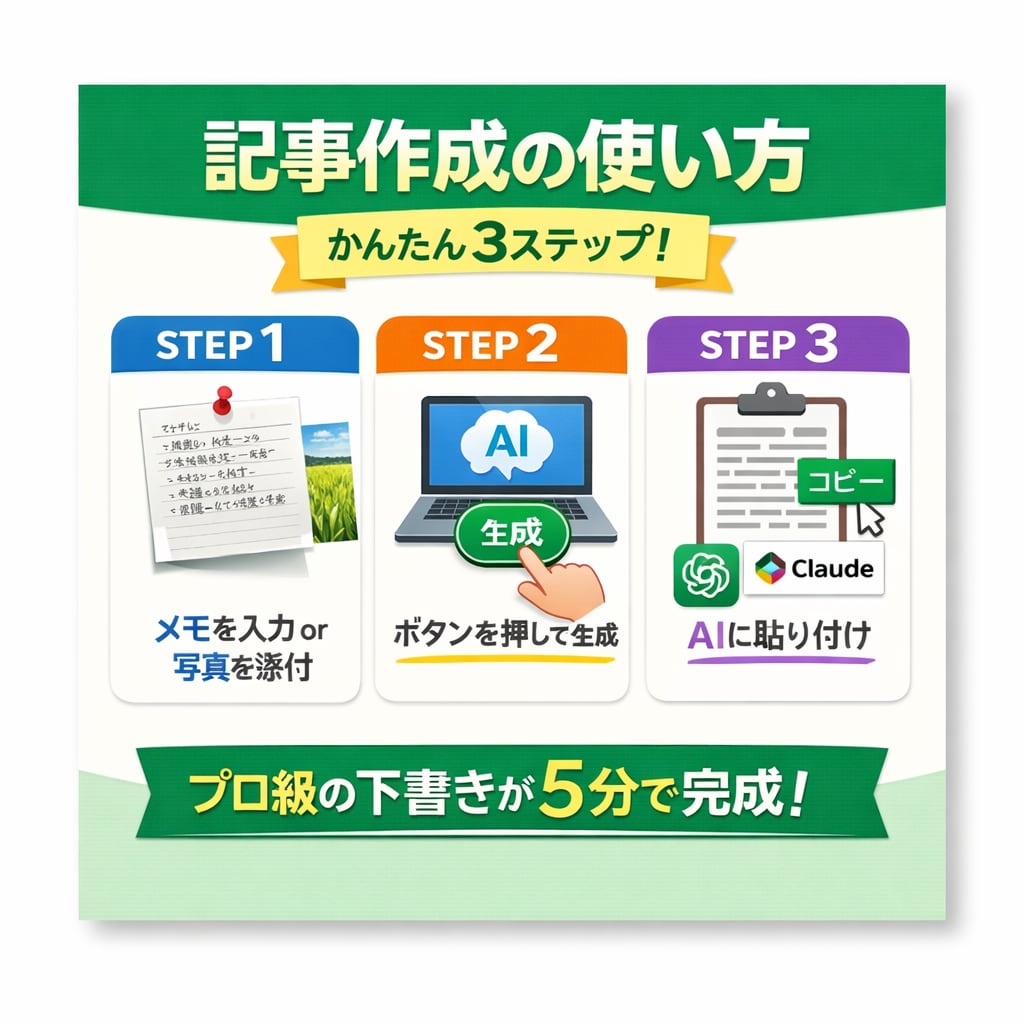 取材メモを貼るだけ。5分で記事完成します 広報誌の記事作成を“ほぼ自動化”します イメージ4