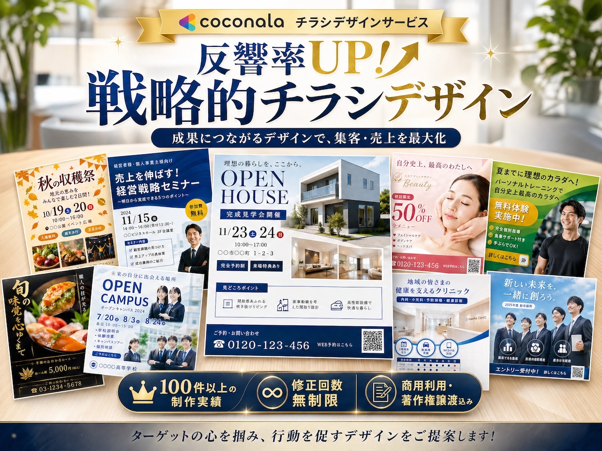 集客・売上向上の「戦略的チラシデザイン」を制作ます 【反響率UP！】両面カラー対応★修正無制限 イメージ1
