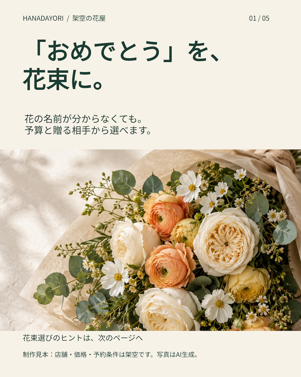 商品・サービスの紹介画像を5枚セットで制作します 表紙から料金・予約案内まで、読む順番を整えます イメージ2
