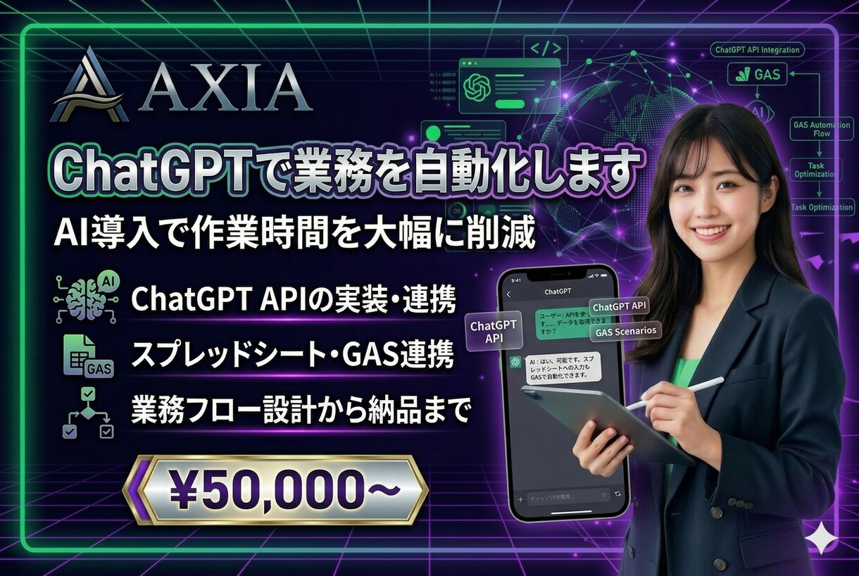 ChatGPTで業務を自動化します AI導入で作業時間を大幅に削減します イメージ1