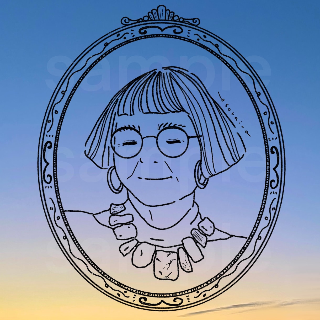 あなたの似顔絵を空に描きます 空の写真に似顔絵を描き、SNSなどで使用できるアイコンを作成 イメージ6