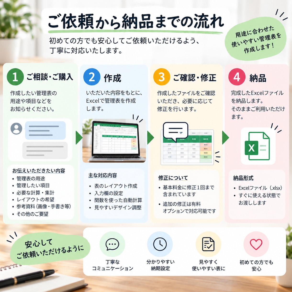 Excelで使いやすい管理表を作成します 用途に合わせて見やすく使いやすく整えます イメージ3