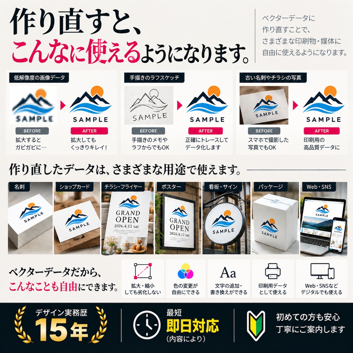 画像しかないロゴをトレース・ベクター化します JPG・PNGのロゴを拡大しても荒れないデータに イメージ3