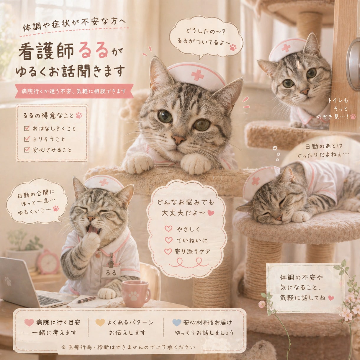 この症状大丈夫？病院行くべきか看護師が相談のります 病院行くか迷う不安、気軽に相談できます イメージ2