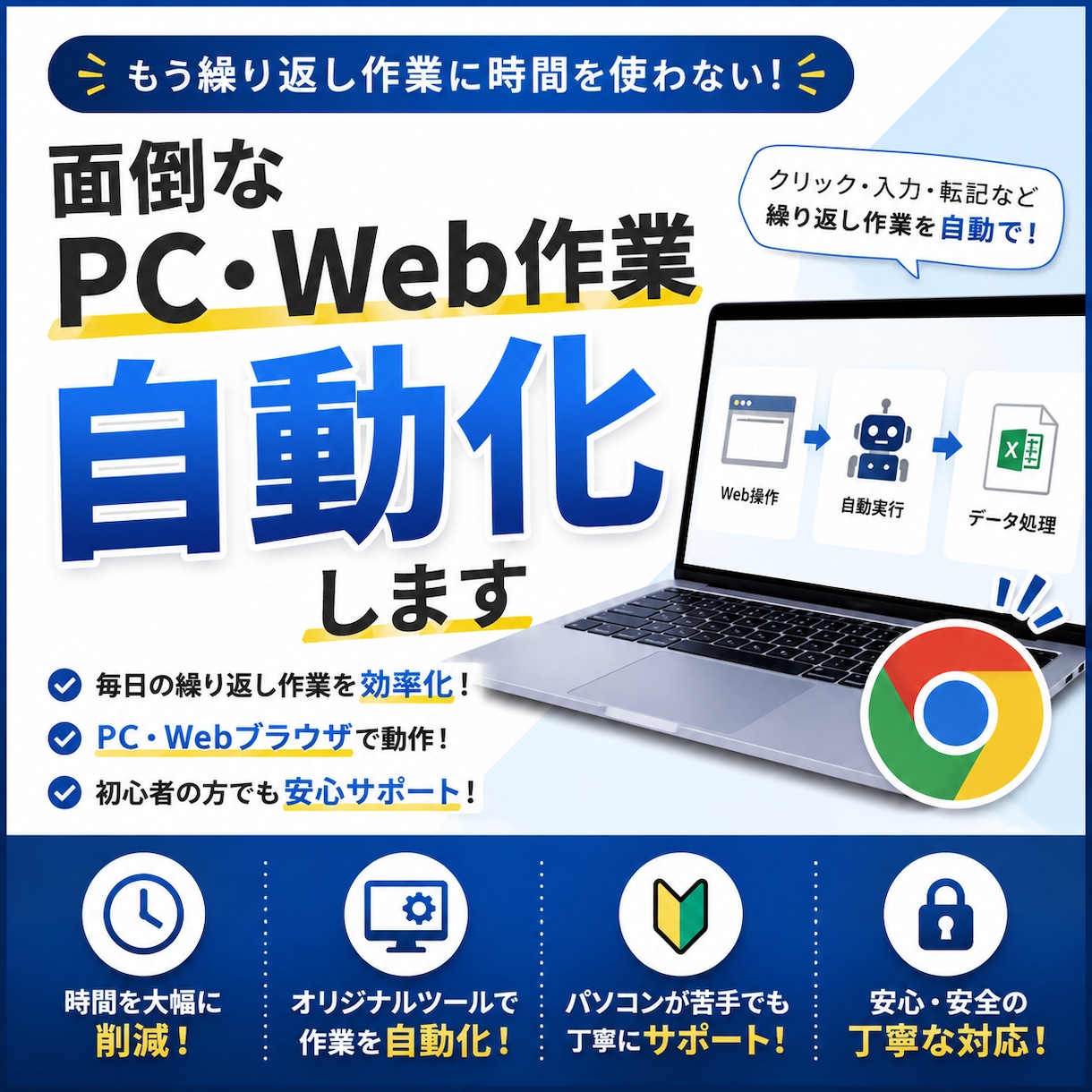 PC・Webの面倒な作業を自動化・効率化しますます 繰り返し作業をあなた専用のツールでラクにします イメージ1