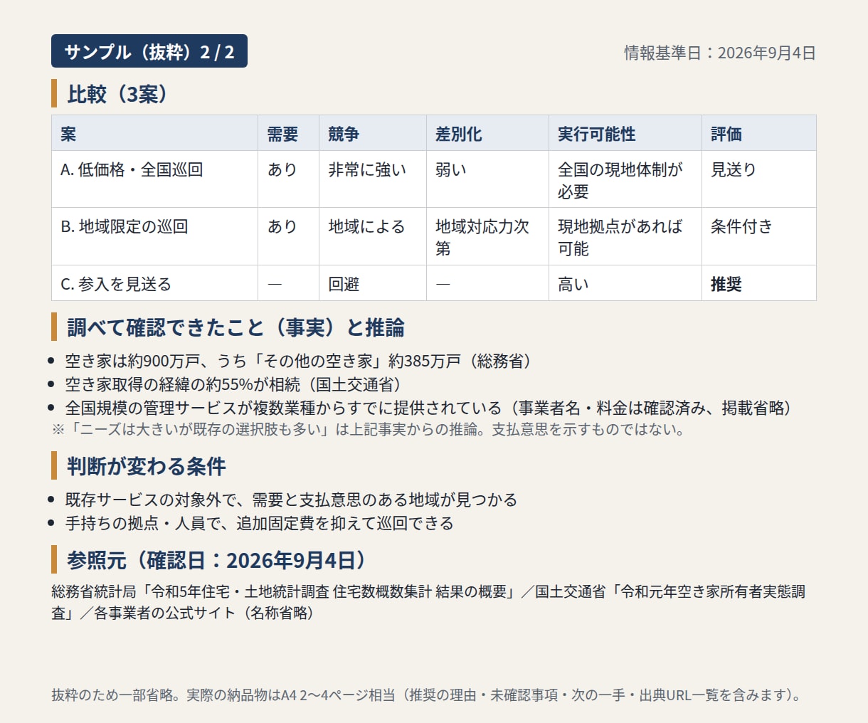 比較・判断材料をわかりやすく整理します 調べて終わりにしない。判断に使える形でお届けします イメージ3