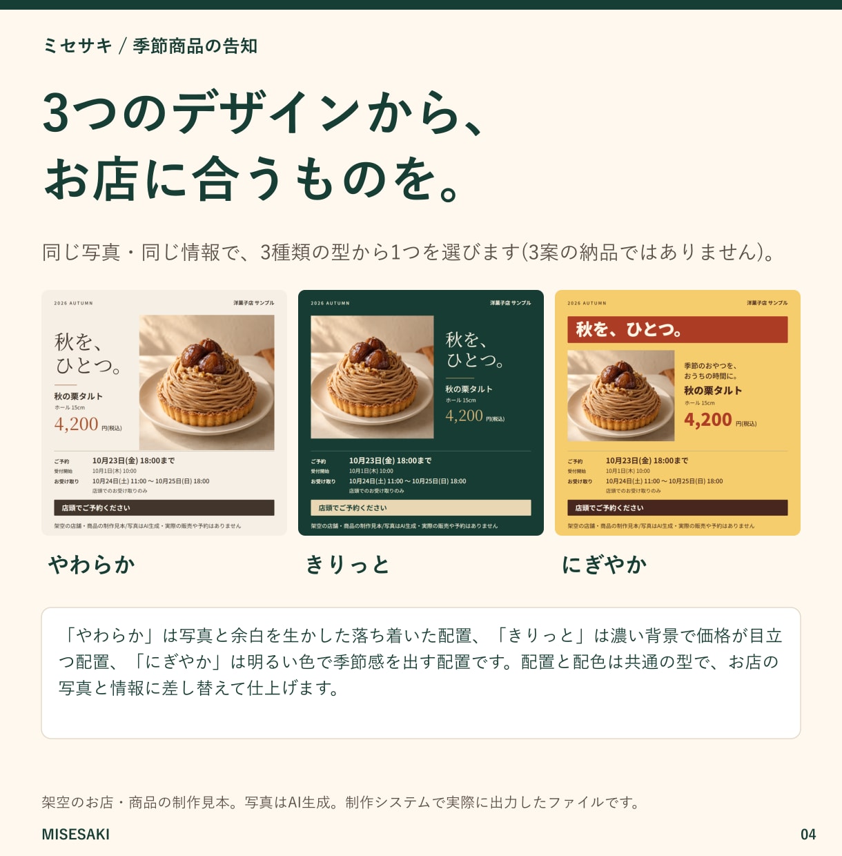 季節商品のSNS画像・店頭POP・投稿文を作ります 写真と販売情報から、SNSと店頭の告知3点をまとめて制作 イメージ4