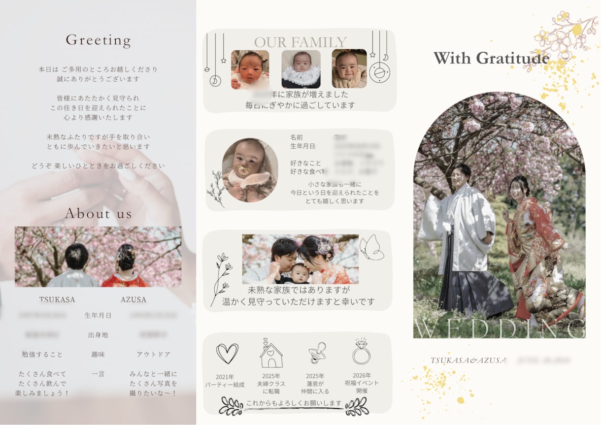 三つ折り席次表・プロフィールブック作ります 席次表もプロフィールも1冊に♡おしゃれに仕上げます イメージ1