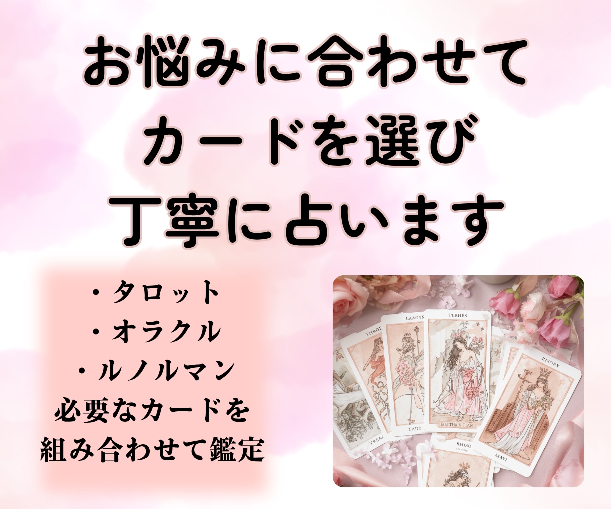 ご質問１つをより深く鑑定いたします タロット/オラクル/ルノルマンから、カードを選択し占います イメージ1