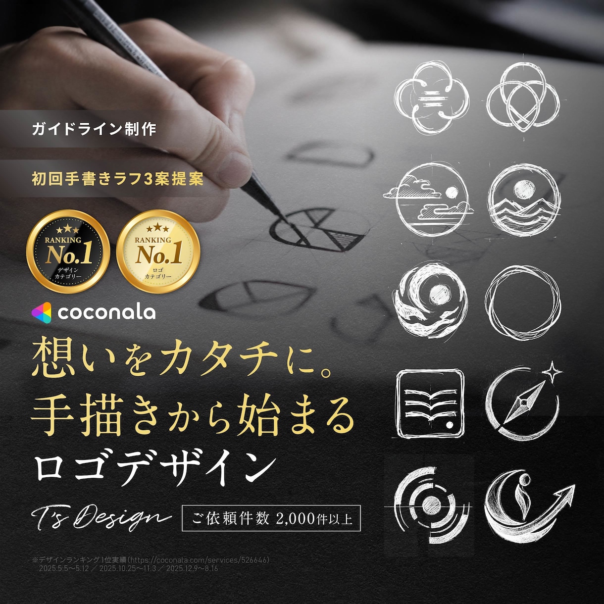 初回手描きラフ3案！想いが伝わるロゴを制作します 豊富な実績と経験で、ブランド価値を高めるロゴをご提案 イメージ1