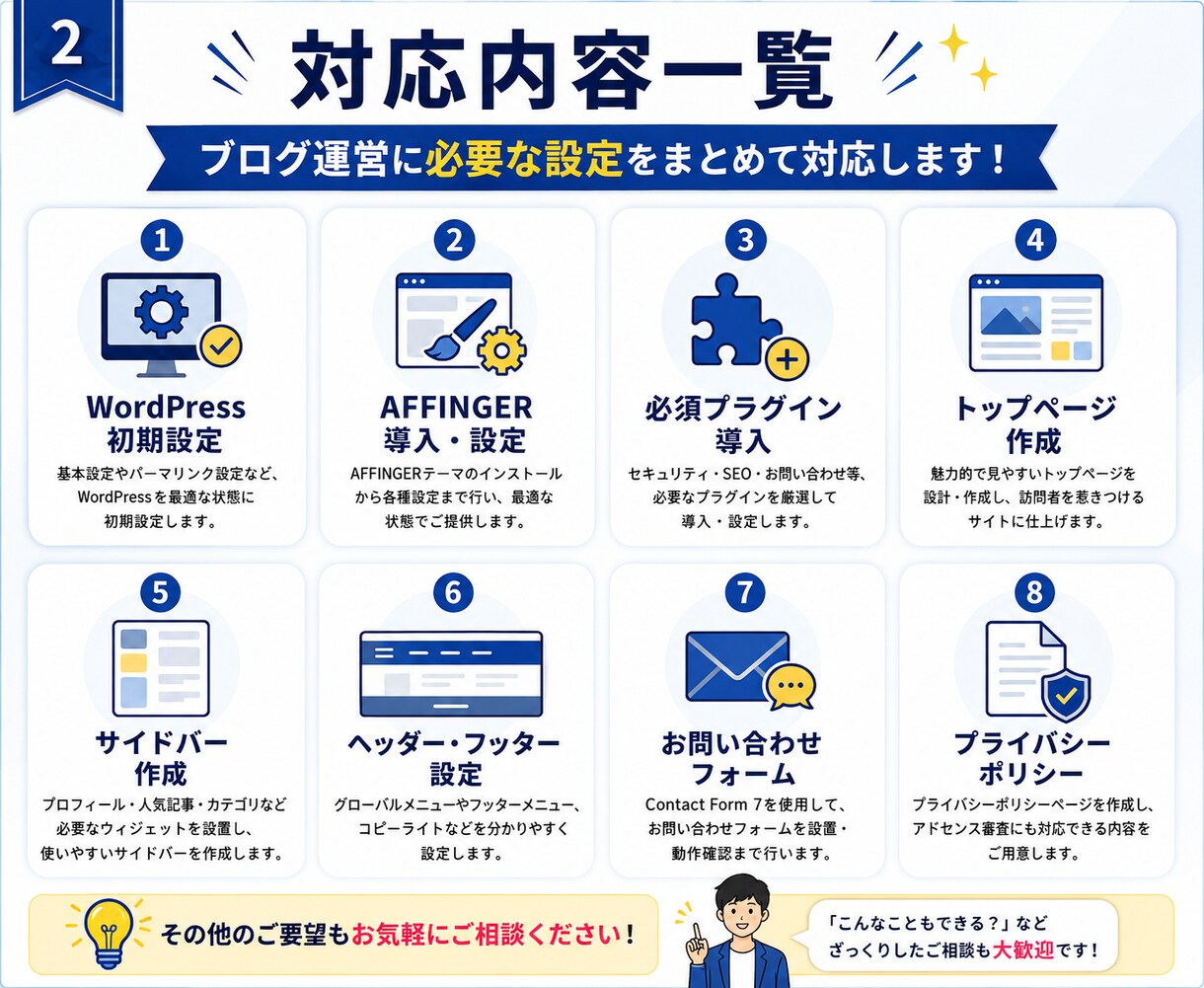 AFFINGERでWEBサイトを制作します WordPressでホームページ作成！制作のサポートします イメージ2