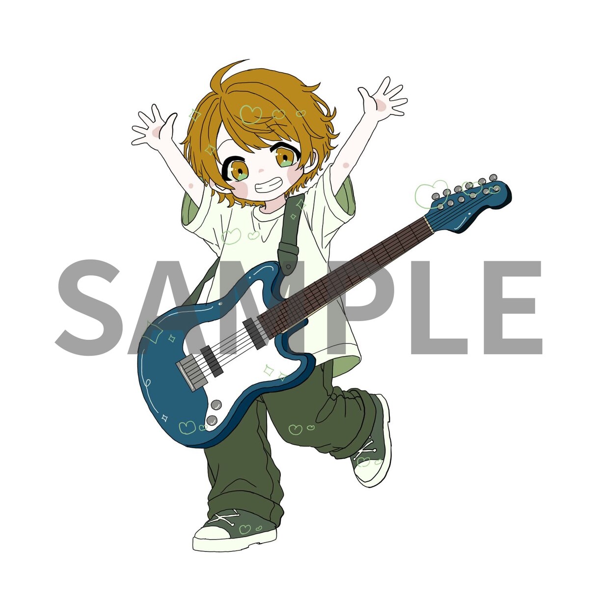 モチーフを仕上げに用いてデフォルメキャラを描きます ハートや星など指定されたモチーフでハイライトを入れたりします イメージ3