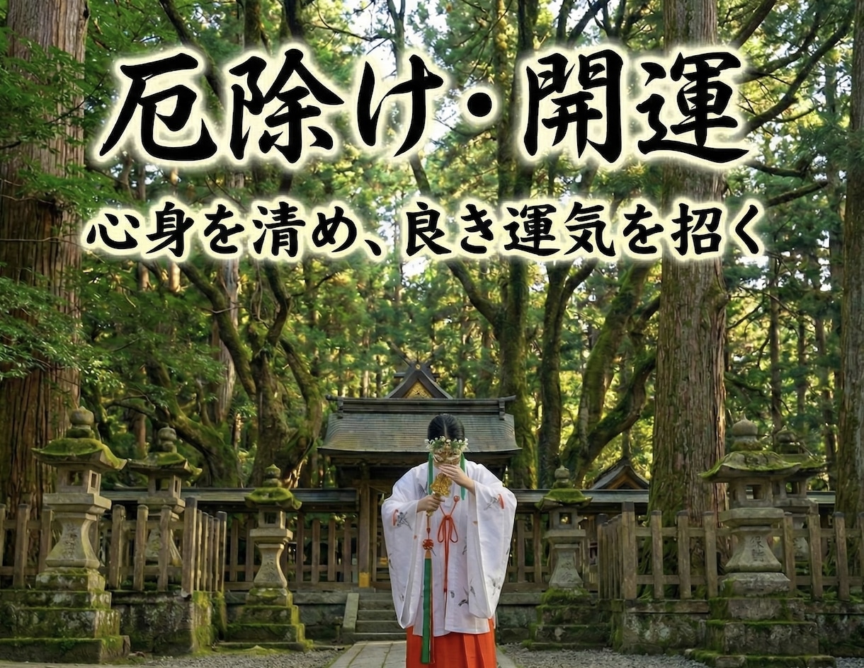 巫女が厄払い・厄除けをし、不運や重さを祓います 運気好転◎邪気の厄祓い、 本来の運命へ戻します イメージ1