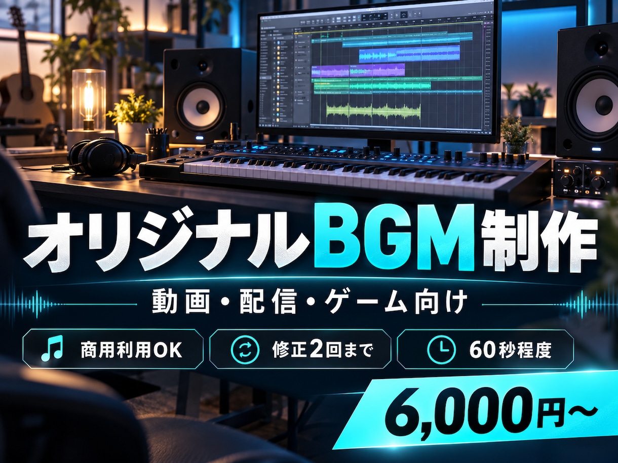 6,000円からオリジナルBGMを丁寧に制作します 6,000円から、商用利用OKのBGMを丁寧に制作します。 イメージ1