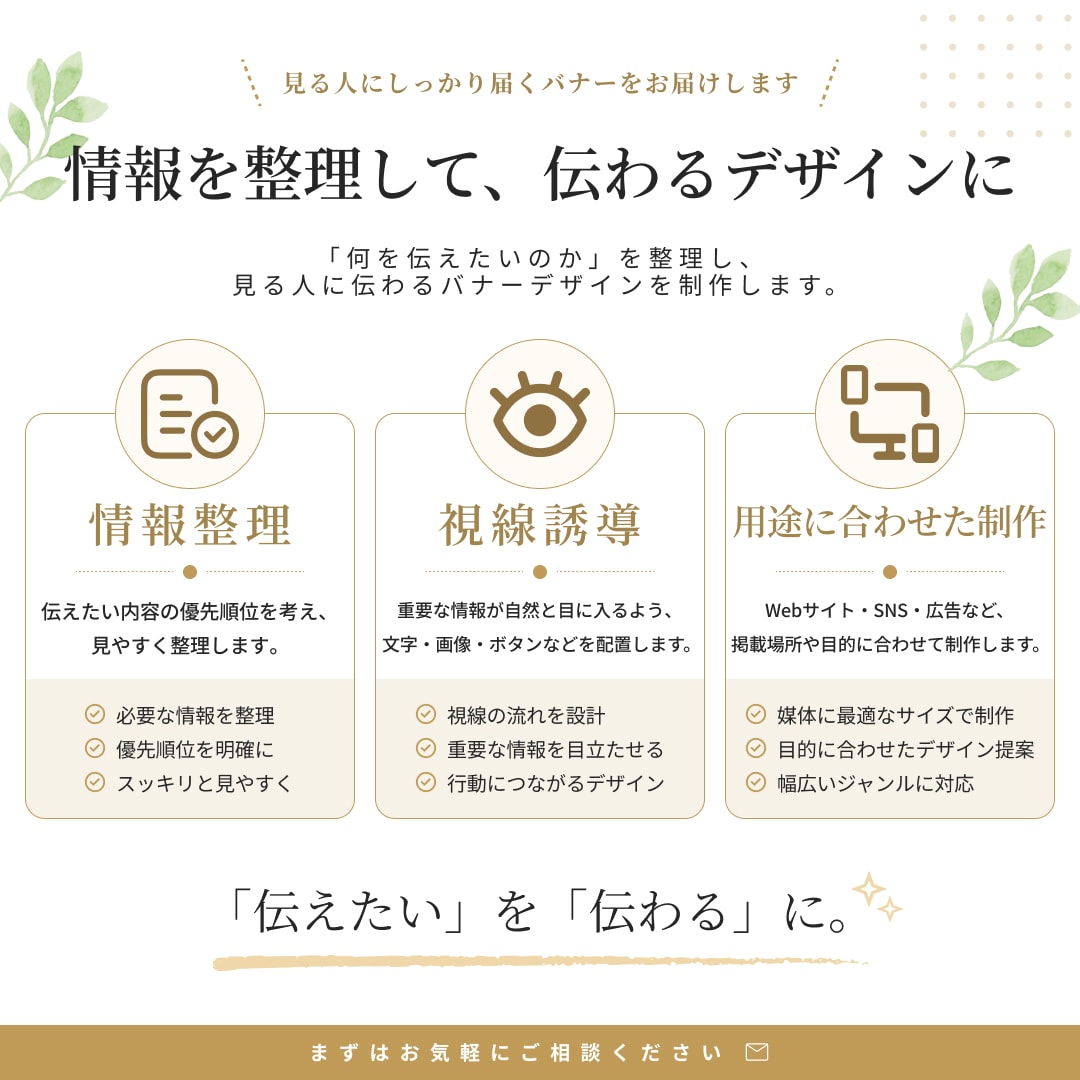 目的・ターゲットに合わせたWebバナーを制作します 情報整理と視線誘導を意識し伝わりやすいデザインに仕上げます！ イメージ2