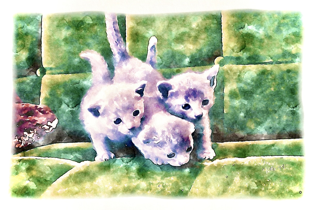 可愛いペットの写真を絵画風におしゃれに加工します インスタ・Twitter等で映える手描き風の可愛らしい画像 イメージ4