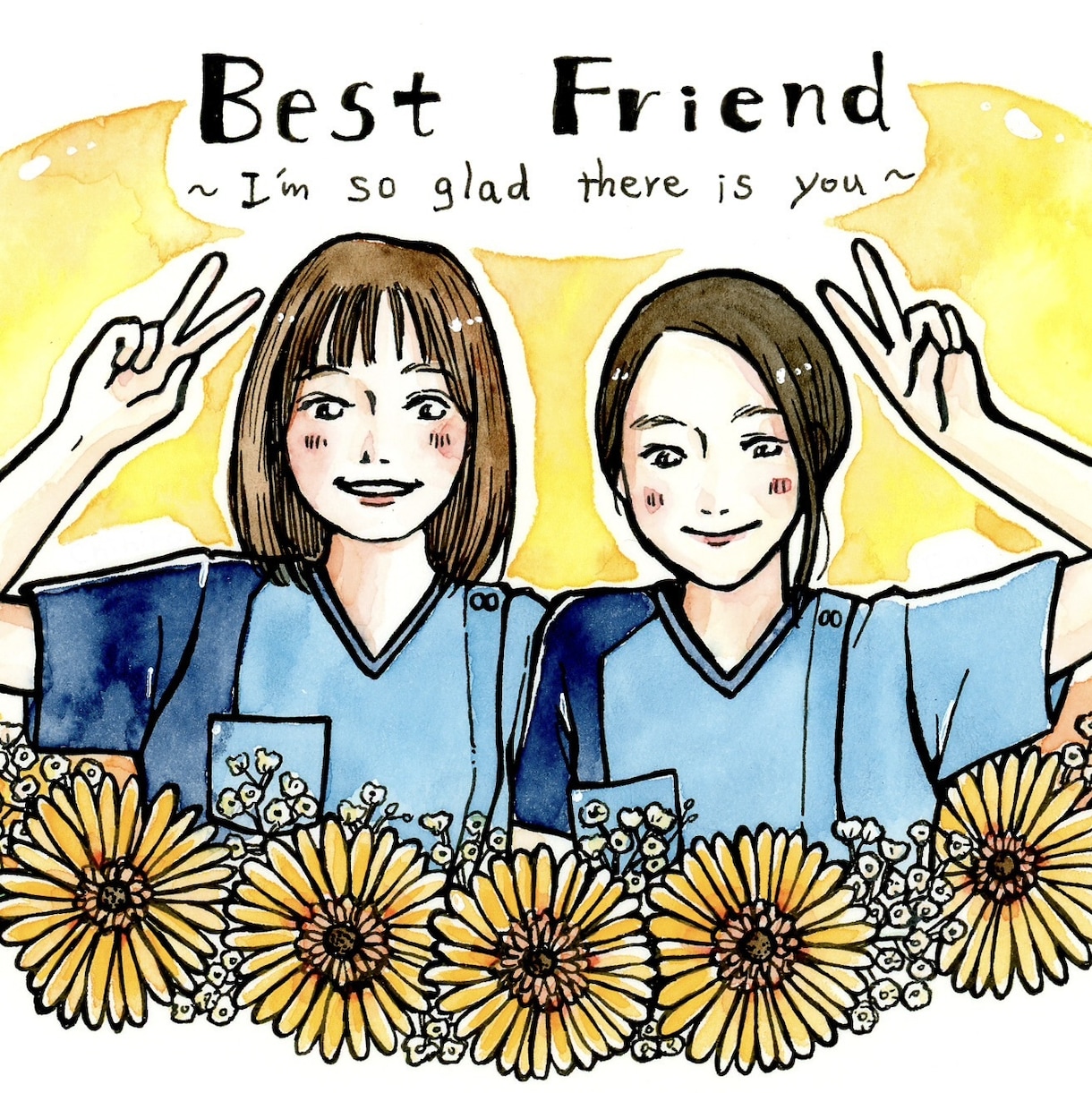 手描き水彩＊記念日にがおえ描きます 原画とデータお渡し！祝いの贈り物にピッタリです♪ イメージ7