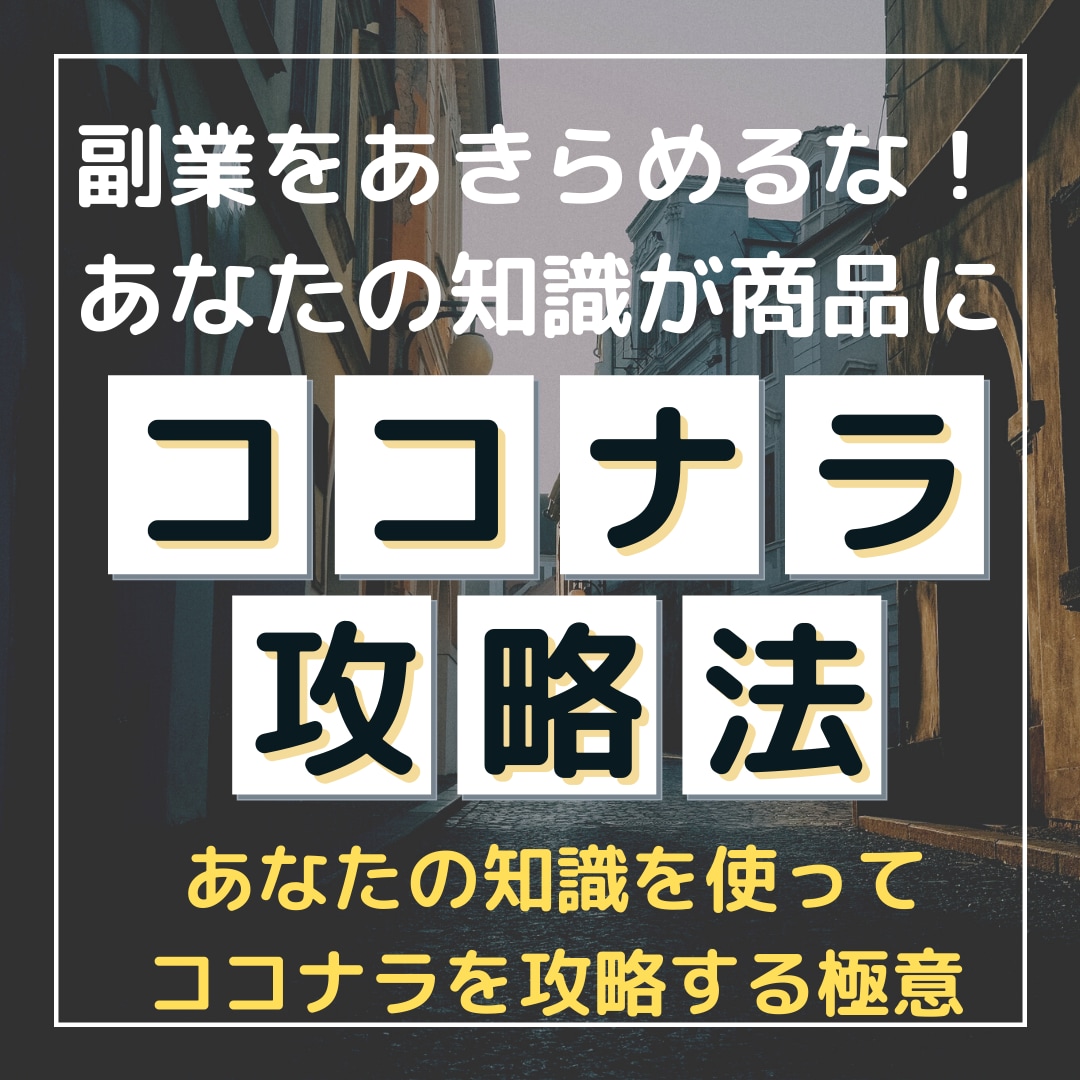 副業をあきらめるな！稼ぐための極意を教えます あなたの持つスキルや経験はココナラで売れる！その極意！ イメージ1