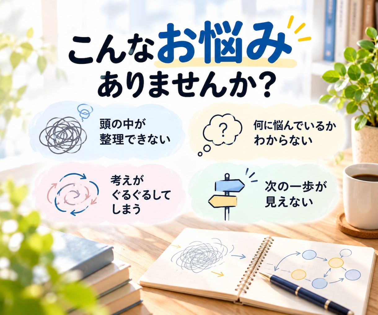 悩みやモヤモヤを一緒に整理します うまく話せなくても、まとまっていなくても大丈夫です イメージ2