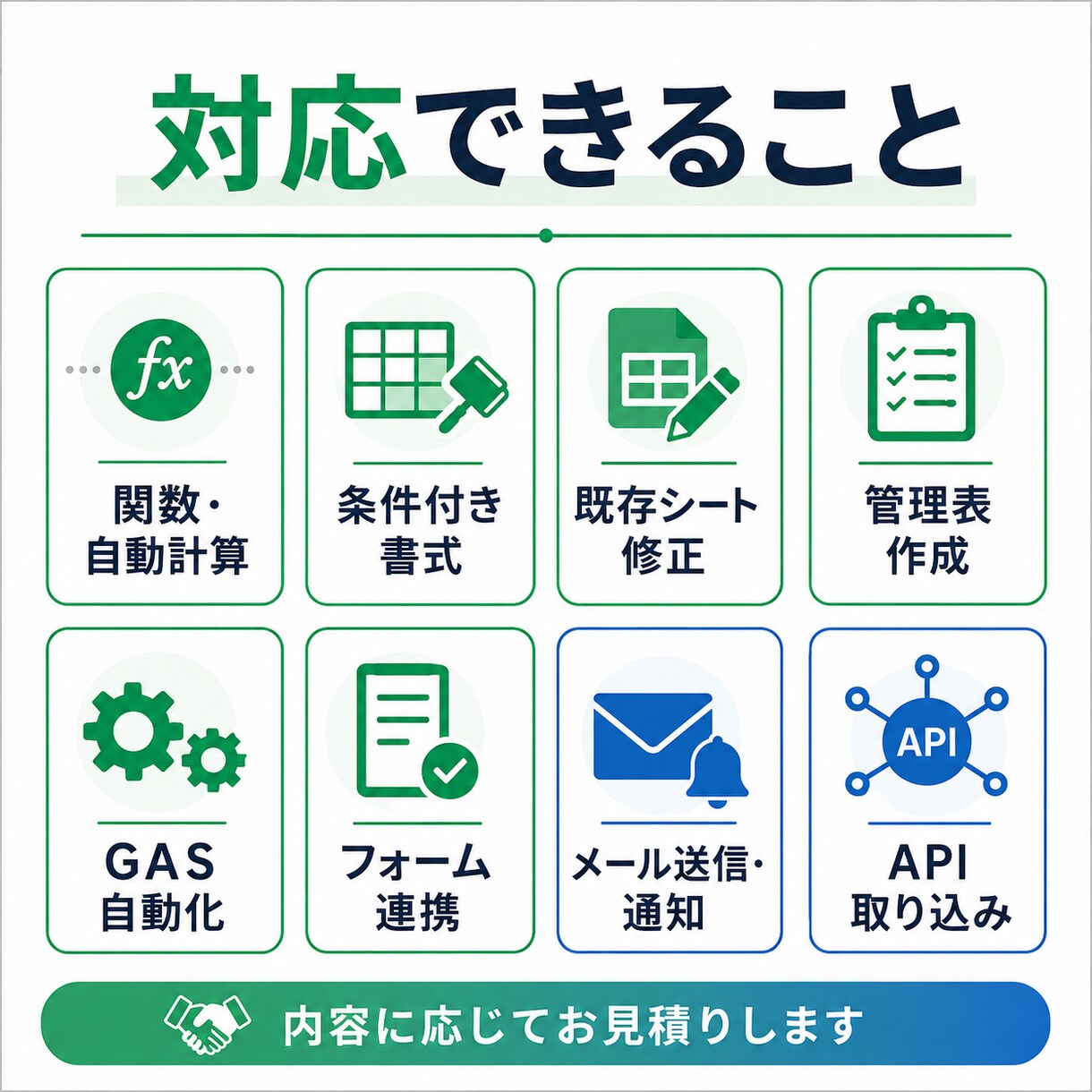 スプシで業務効率化・自動化します スプレッドシートの関数・GAS・API連携を構築します イメージ9