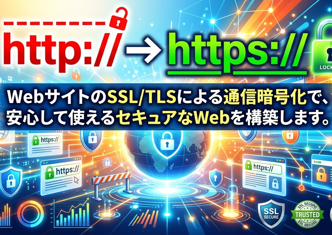 http://を安全なhttps://に変更します 常時SSL/TSL通信となり,セキュリティが増します イメージ1
